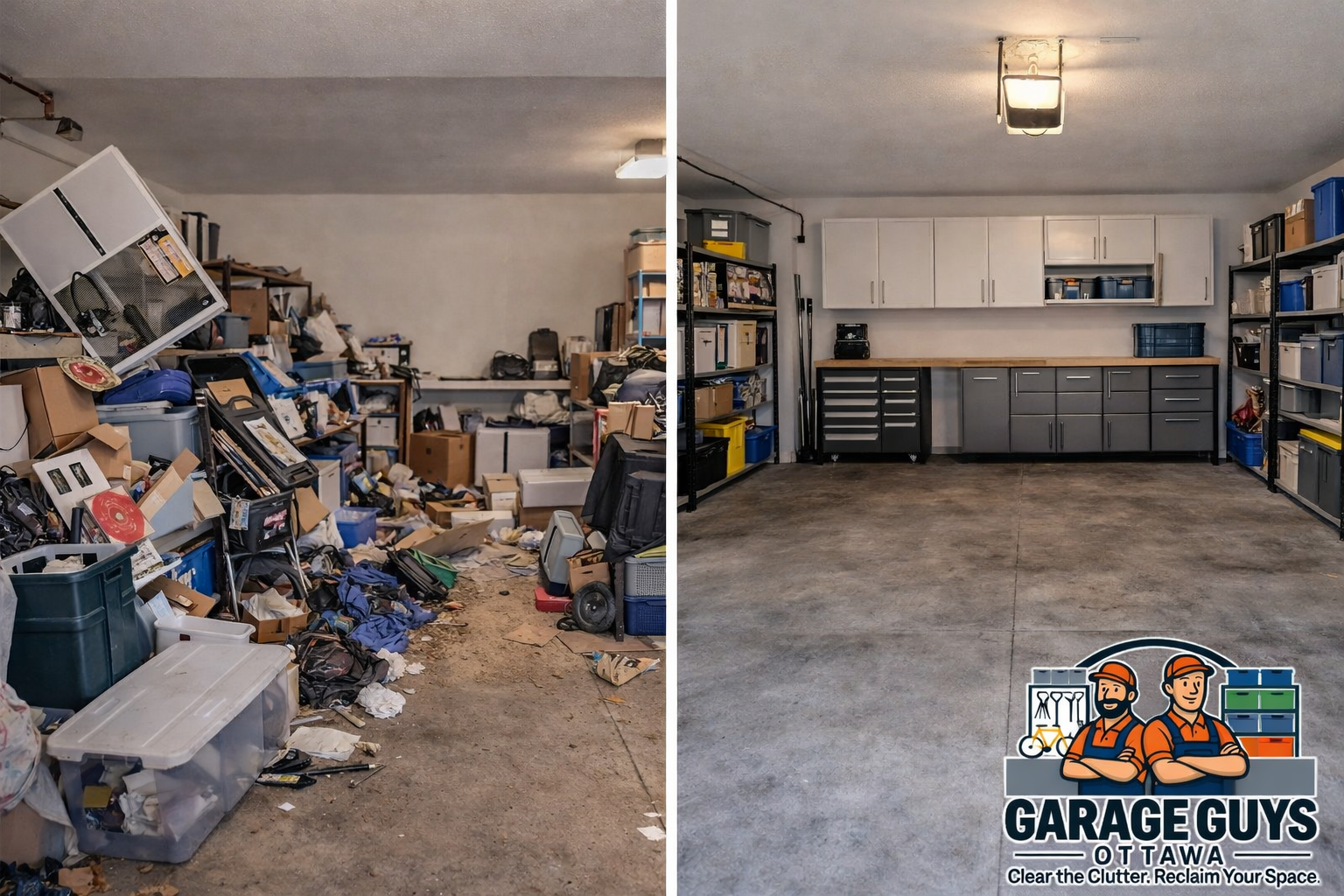 Garage cleanout before and after in Ottawa